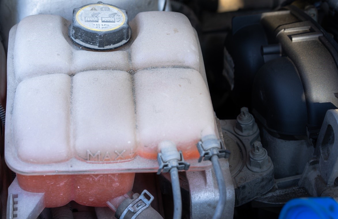 A coolant tank in a car